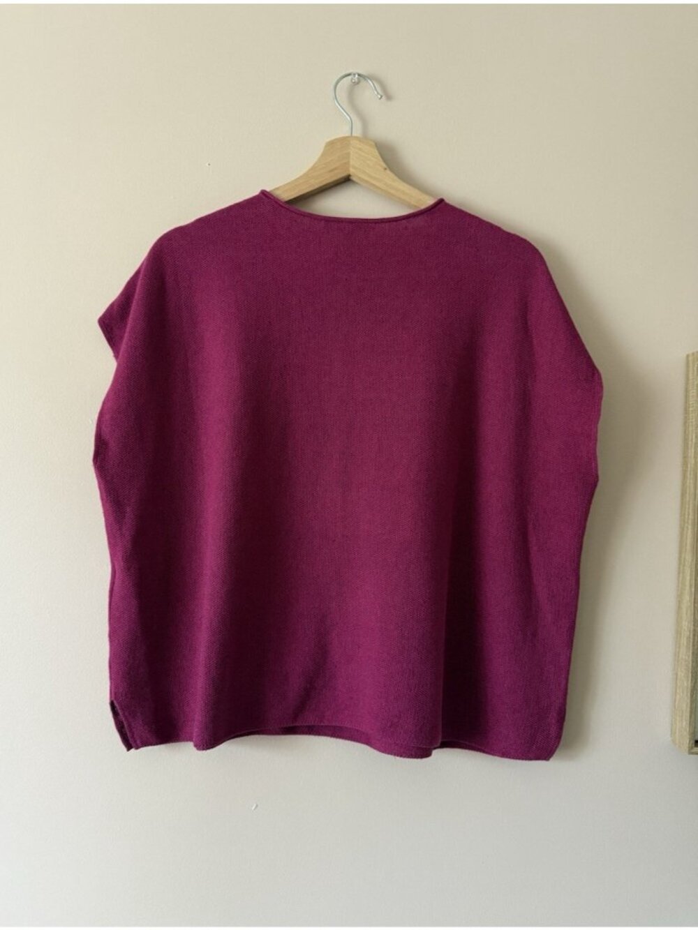 Eileen Fisher Organic Linen Cotton Square Top Boxy Fit Sangria Coastal Basics SP